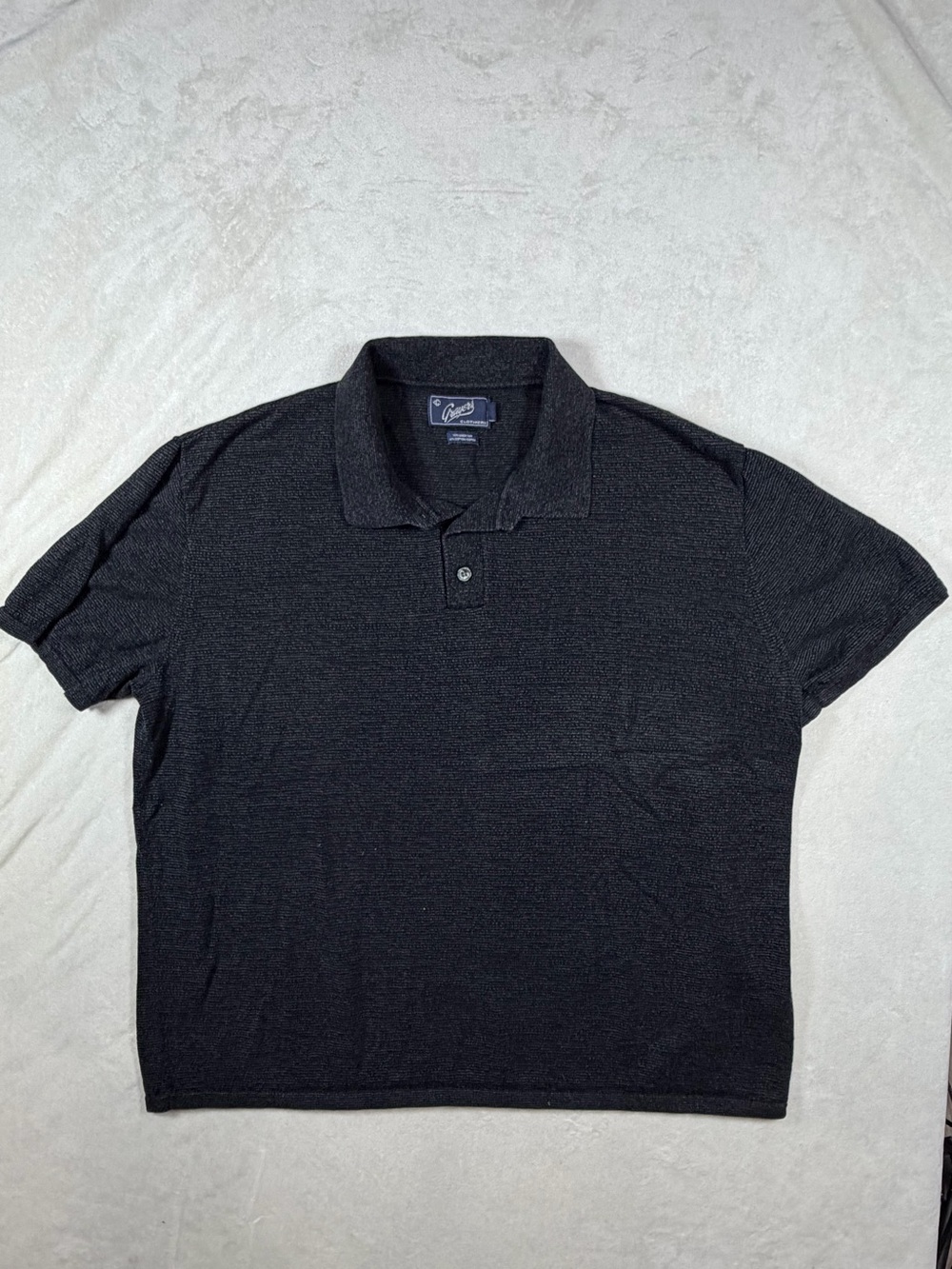 Grayers Size Large Linen Cotton Blend Knit Black Short-Sleeve Polo Summer Italy